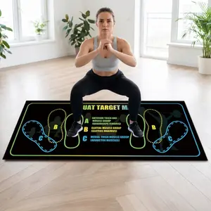 Large Thick Non Slip Exercise Mat With Foot Placement Marks Soft Cushioned Floor Pad Portable Foldable Workout Pad For Home Gym Yoga Fitness Training For Men Women Beginners