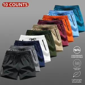 10-Pack Men's Quick Dry Tech Training Shorts | Multi-Color Zipper Pocket Gym Bottoms Lightweight quick-dry fabric with zipper pockets, elastic drawstring waist, and breathable stretch. Ideal for workouts, running, and daily summer wear.