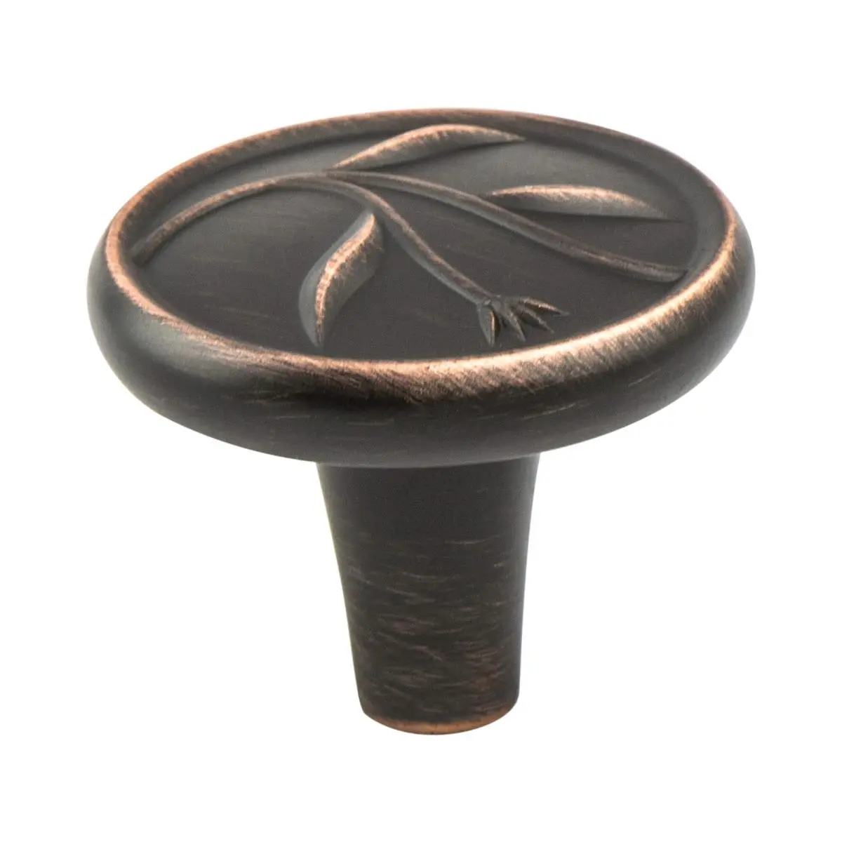 212 MAIN Leaf Embossed Art Nouveau Door Knob, 1.375 in. Dia, Verona Bronze Finish, Zinc Base