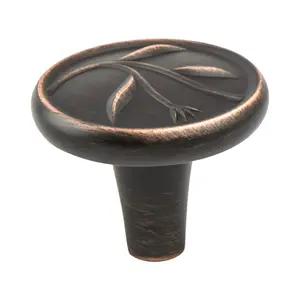 212 MAIN Leaf Embossed Art Nouveau Door Knob, 1.375 in. Dia, Verona Bronze Finish, Zinc Base