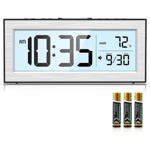 Digital Clock, LCD Digital Clock with Date & Temp Display, 5  Schedule, Snooze, 12/24 H, Auto Dimming, 5s Backlight, Small  Clocks for Bedroom, Office, Travel,