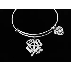Friends Forever Expandable Charm Bracelet Silver Adjustable Wire Bangle Stacking Trendy Love You BFF Best Friend Gift