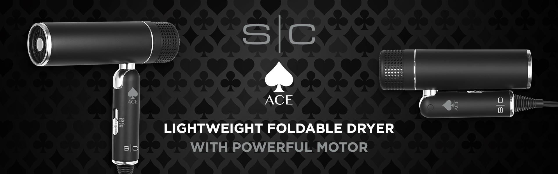 StyleCraft Ace Hair Dryer - Professional Lightweight Foldable Hair Dryer with Rotary Motor Storage