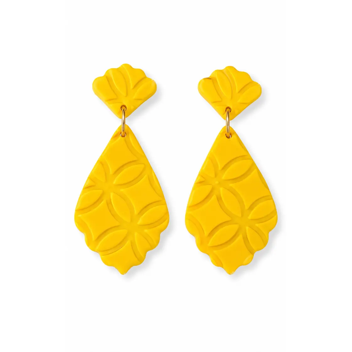 Daylily Yellow Polymer Clay Earrings – Lightweight Floral Dangles
