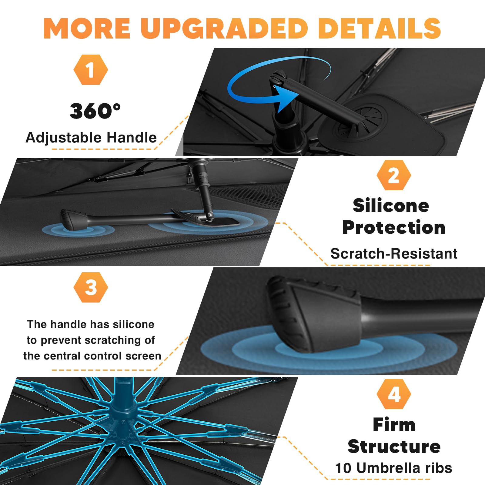 Portable Car Windshield Sunshade, Foldable Windshield Sun Umbrella, Car Exterior Accessories, Car Windshield Cooling Umbrella for Daily, Car Window Shades