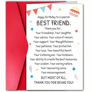 Funny Birthday Card with Envelope, 1 Count Best Friend Birthday Card, Positive Message Card, Birthday Gift for Friend, Greeting Card for Friend, Birthday Present