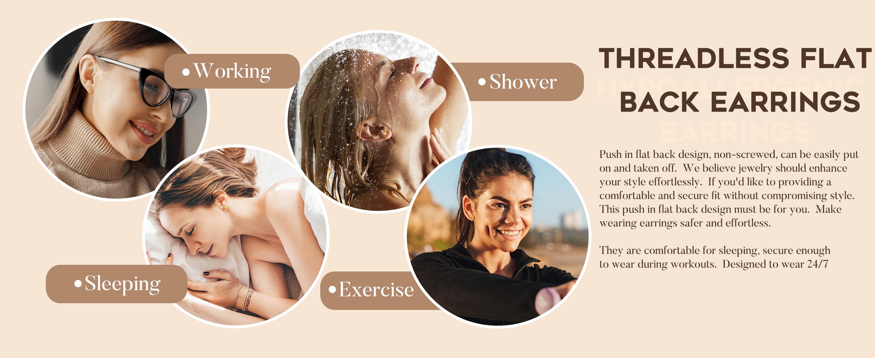 ORAZIO Small Flat Back Earrings Push in Studs for Women Men Hypoallergenic 14K Gold Plated Surgical Steel Threadless Hoop Cartilage Set for Multiple Piercings ORAZIO Small Flat Back Earrings Push in Studs for Women Men Hypoallergenic 14K Gold Plated Surgical Steel Threadless Hoop Cartilage Set for Multiple Piercings