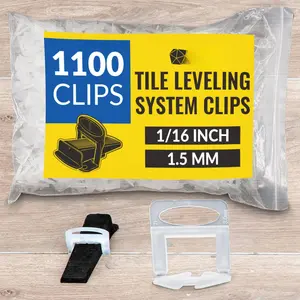 Tile Leveling System 1/16 Inch (1100 Pcs) Tile Spacers Clips for Professional Ceramic Stone Floor Installation, DIY | Lippage Free, Wedge Compatible Leveling System Clips | 1/16", 1.5mm Spacers