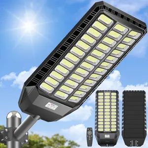 DEEPN Solar Street Light 1440 LEDs IP67 Waterproof Ultra Bright Outdoor Lamp with Motion Sensor & Remote Wide-Area Dusk to Dawn Security Lighting