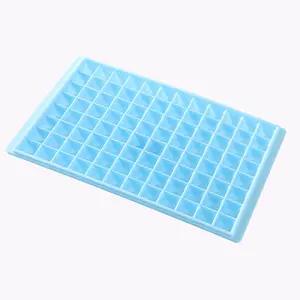 Ice Cube Quick Freezer Ice Box Refrigerator Lattice Ice Cube Mould 96 Grids Non-Stick Food Grade Silicone Stackable Tray Blue
