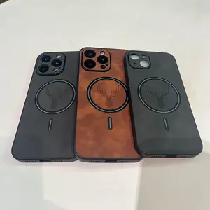 Xmas Theme For iPhone Series PU Leather Case For iPhone 15 14 13 12 11 16 Pro Max Plus For Magsafe Wireless Charging Cover