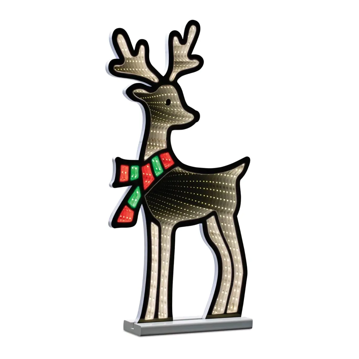 212 MAIN Melrose 94331DS 23.5 in. Acrylic UL Plug Traditional Infinity Holiday Lights, White & Red Deer-Shaped Ekkolight with Scarf (Festive Home Decor Supply)
