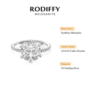 RODIFFY 4.5 Ct Synthetic Moissanite Radiant Cut Engagement Ring In Sterling Silver