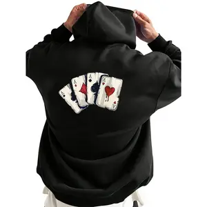 Men's Playing Card Print Round Neck Poker Graphic Tees hoodie sweatshirt everyday casual fashion