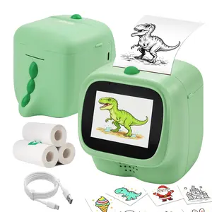 AI Sticker Printer for Kids - AI-Powered Voice Activated Dinosaur-Shaped Mini Thermal Inkless Printer, 6 Art Modes, Portable, 1 Thermal paper, 3 Self-adhesive label - DIY Craft & Tech Toy Gift