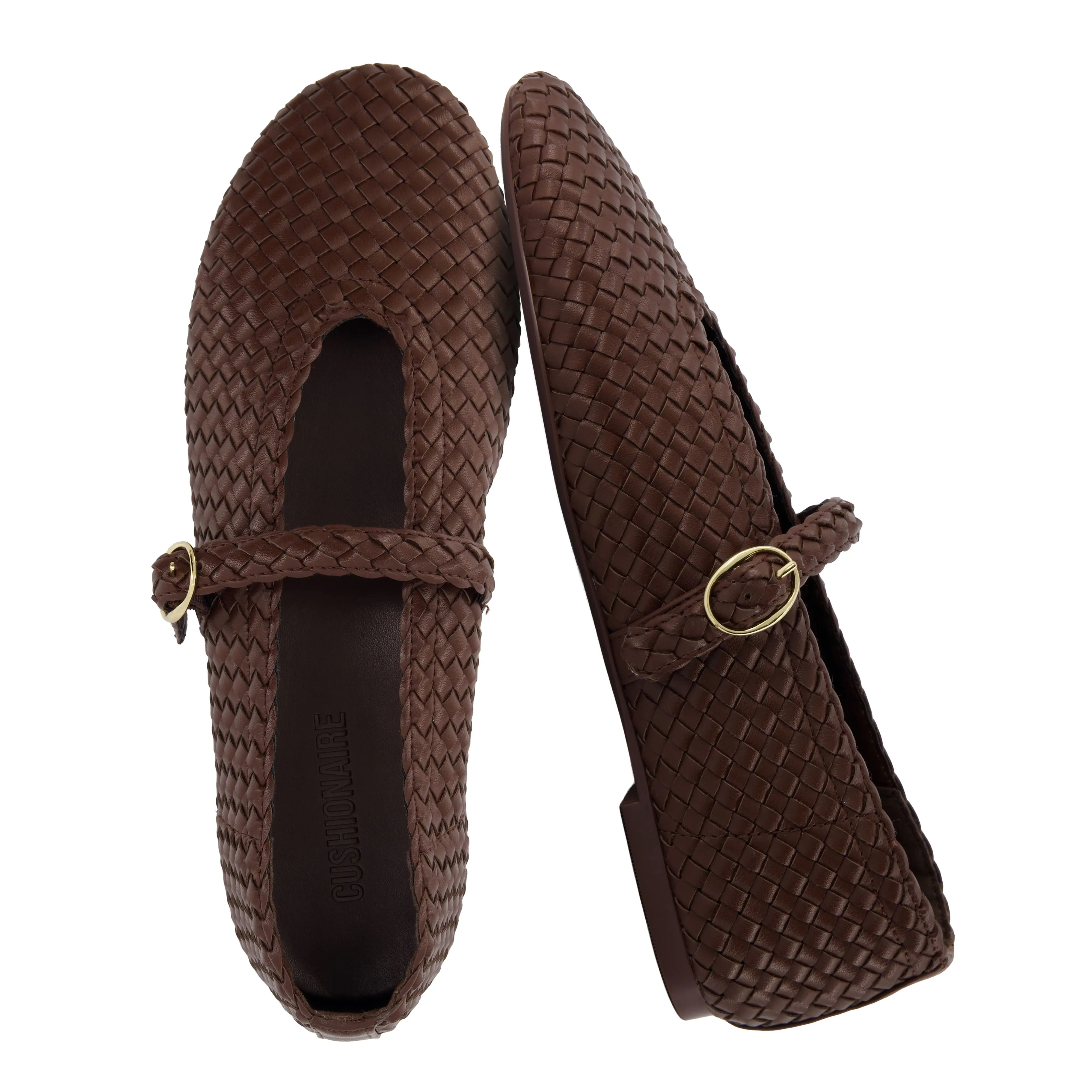 Cushionaire Bistro Mary Jane Flats for Women | Woven Ballet Flats Shoes with Strap and Memory Foam for All-Day Comfort