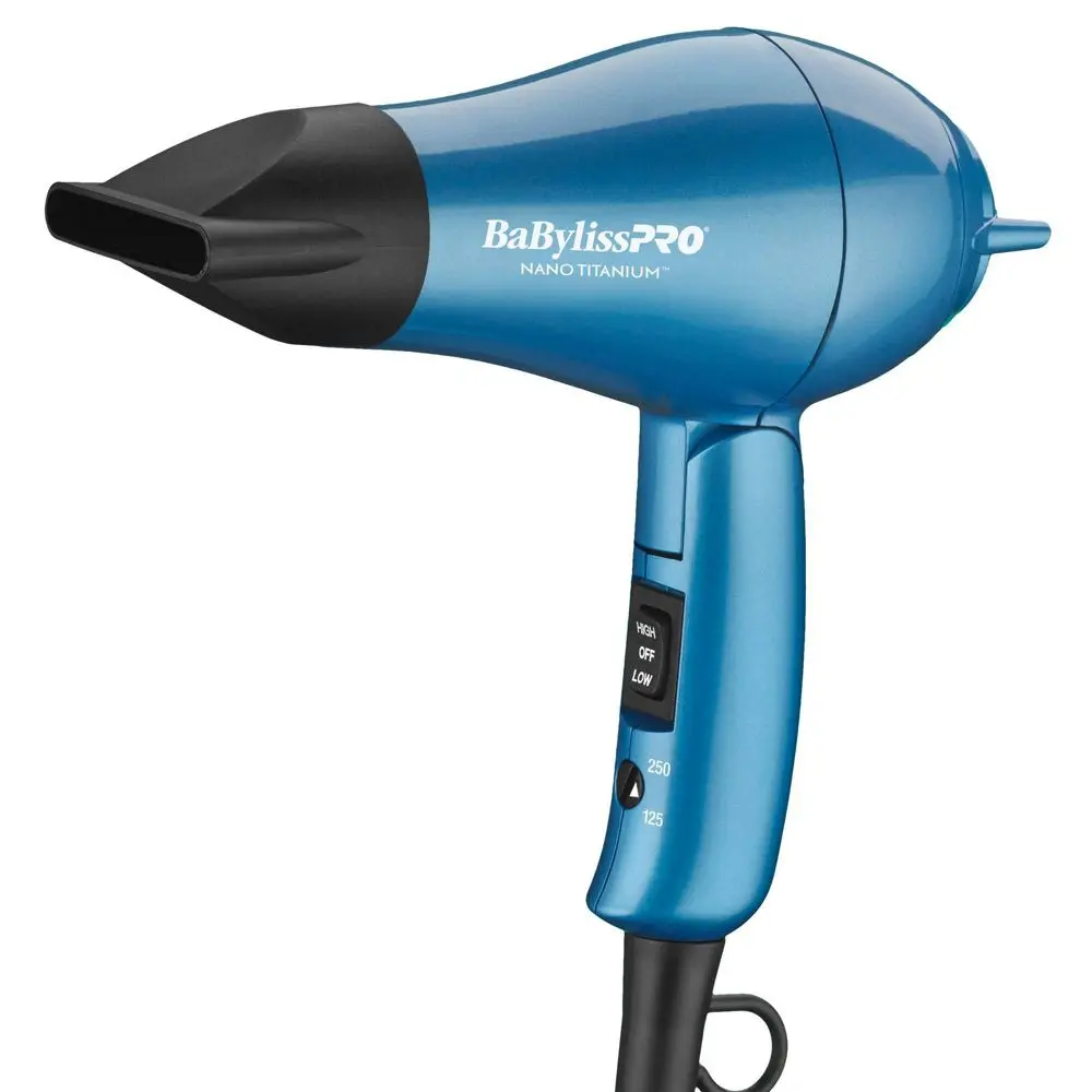 BaBylissPRO Nano Titanium Travel Hair Dryer - Blue, Lightweight, Compact, 1000W, for International Travel