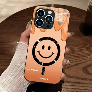 Luxury Drip Smiley Face Chrome MagSafe Case for iPhone 17/16/15/14/13/12/11 Pro Max, Samsung S26Ultra/S25, Richlife Edition Protective Cover 952