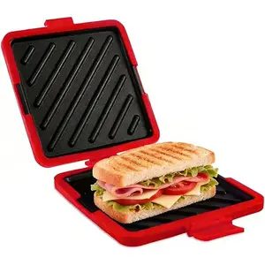 Sandwich Maker with Butter Knife, Microwave Bread Toaster, Quick and Time-Saving Panini Machine, Dishwasher Safe and Microwave Safe