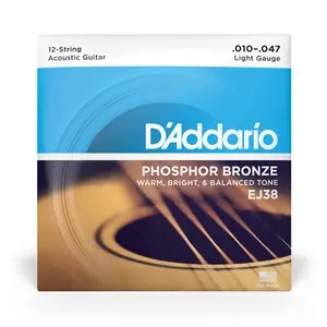 D'Addario EJ38 12-String Phosphor Bronze Acoustic Guitar Strings, Light, 10-47 D'Addario EJ38 12-String Phosphor Bronze Acoustic Guitar Strings, Light, 10-47