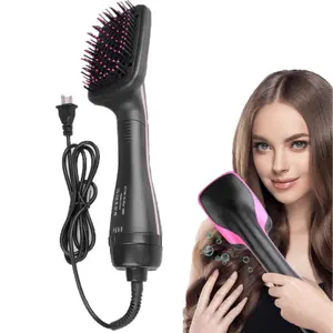ne-Step Hair Dryer and Styler, All-in-One Hair Brush Straightener for Salon-Quality Smooth & Straight Styles, Black