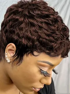 Women's Short Layered Pixie Cut Wig, Natural Hairline, Straight Human Hair, Perfect for Daily Wear & Cosplay, Comfortable Fit