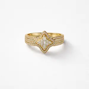 925 Gold Plated Silver Star Cubic Zirconium Ring Size 7