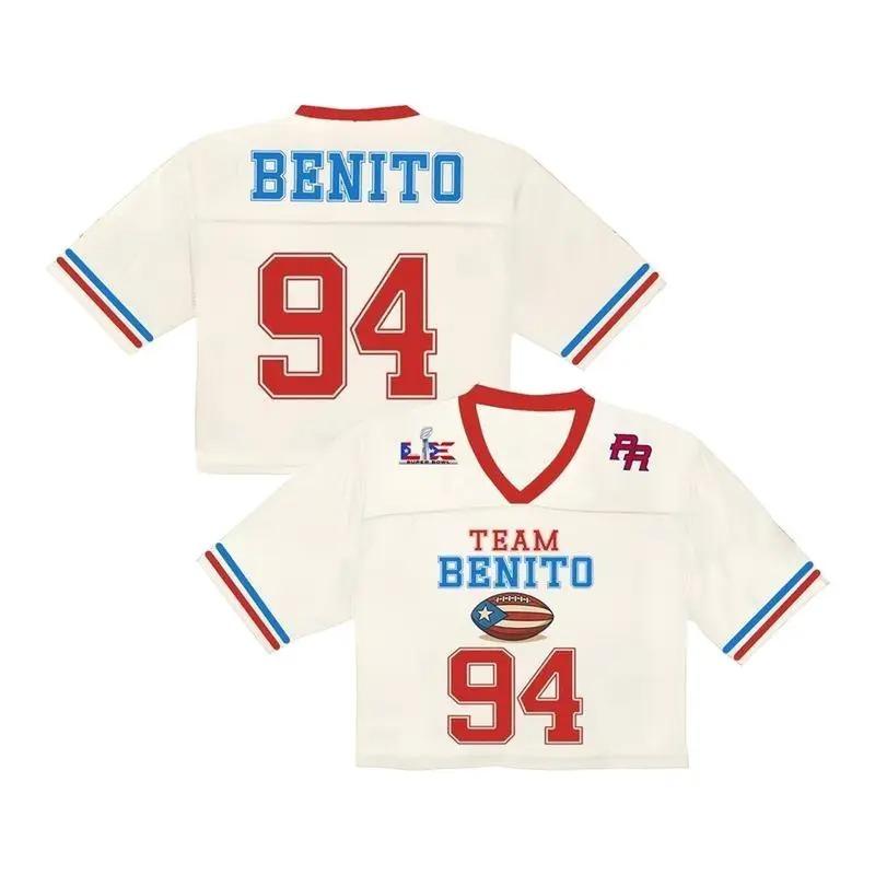 Ben Apparel Benito-Inspired SUPA POWL Football Cropped Jersey – Trendy Mesh Crop Top, Game Day Fan Outfit for Women