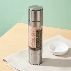 1 Piece 2 In 1 Salt & Pepper Grinder, Stainless Steel Manual Spice Mill, Kitchen Seasoning Utensil