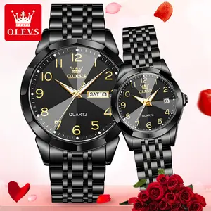 OLEVS couple watch luxury popular one man one woman watch 2025 new simple luminous waterproof watch 9970