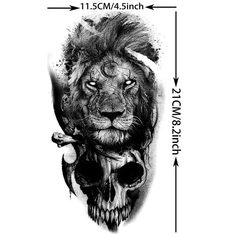 Lion Pattern Tribal Style Temporary Tattoo Sticker,8 Sheets/set Waterproof Arm Tattoo Sticker, Body Decoration for Men & Women