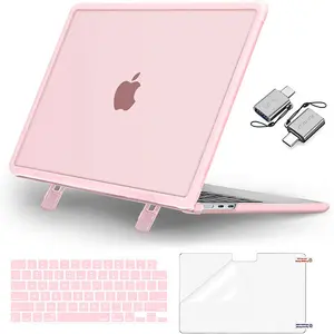 MOSISO Hard Case for MacBook Air 13.6" 2025/2024/2023/2022 M4 A3240 M3 A3113 M2 A2681 with Kickstand Keyboard Cover & USB-C Adapters for Everyday Use