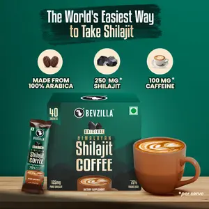 Shilajit Coffee Powder 40 Sachets - 125mg Pure Shilajit,  100% Arabica