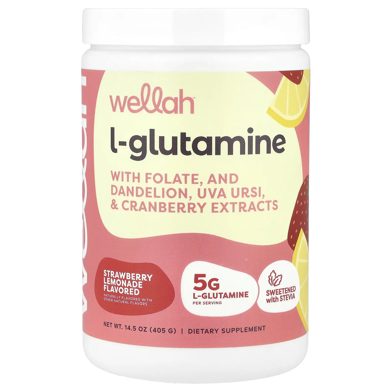 Wellah L-Glutamine, Strawberry Lemonade, 14.5 oz (405 g) Wellah L-Glutamine, Strawberry Lemonade, 14.5 oz (405 g)