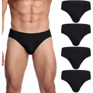 Men's Underwear Modal Microfiber Briefs No Fly Covered Waistband Silky Touch Underpants 4 Pack