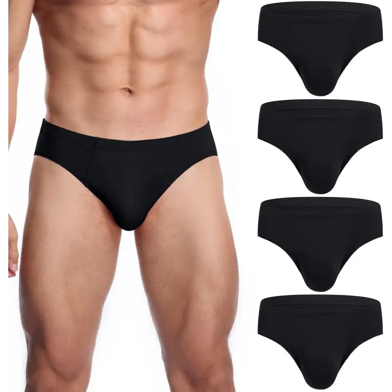 Men's Underwear Modal Microfiber Briefs No Fly Covered Waistband Silky Touch Underpants 4 Pack