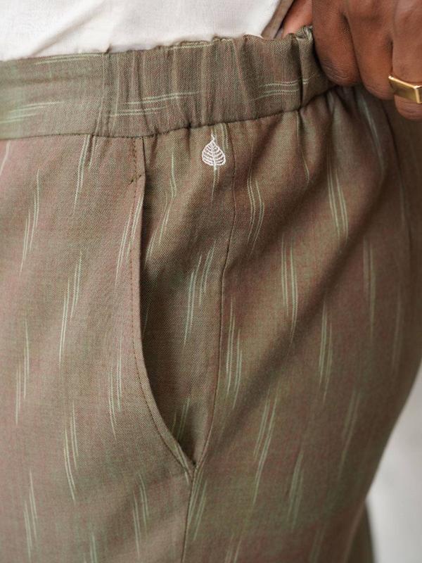 Slim Fit Handwoven Ikat Pants - Peanut Brown (Two tone) Cotton Menswear