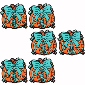6pcs Silicone Pumpkin Gem Beads, Halloween Atmosphere Beads for DIY Jewelry Making, Pen Beads, Keychain Pendants, Party Supplies