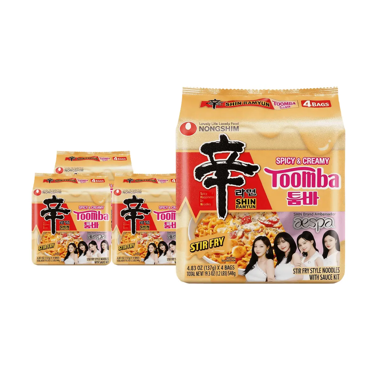 NONGSHIM Toomba Creamy Spicy Korean Snack 4-Pack Bundle - Limited Edition  KPOP Packaging, Popular Korean Chip