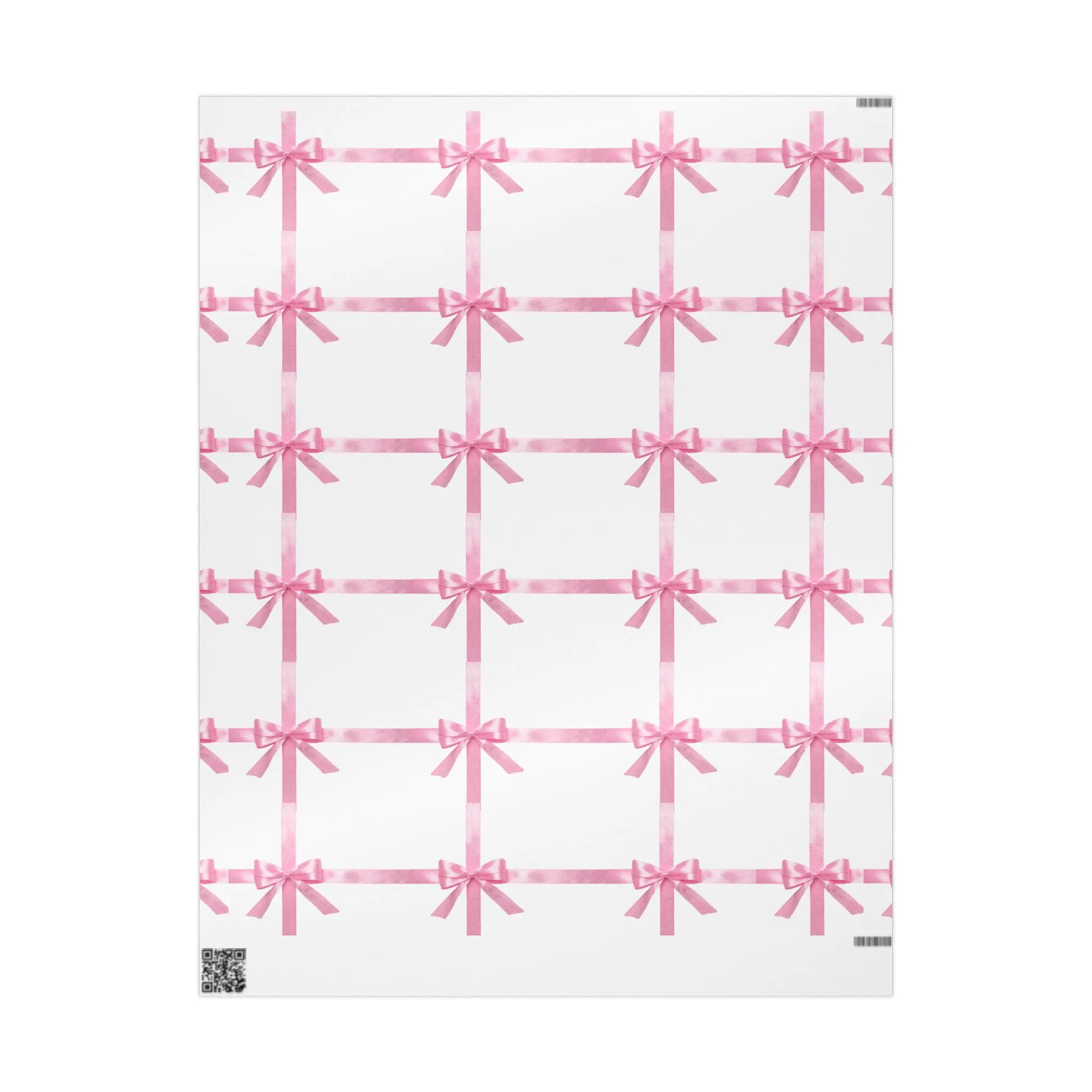Pink Ribbon Grid Wrapping Paper | Gift Wrap Roll, Pink Bow Pattern