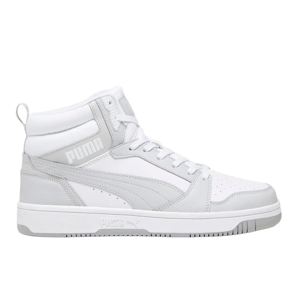 PUMA Mens Rebound V6 Mid Lace Up Basketball Sneakers Shoes Casual - White