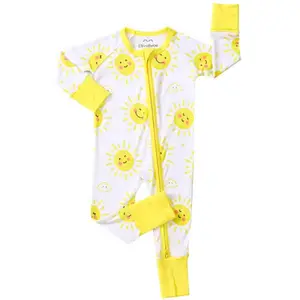 Bamboo Viscose Newborn Baby Pajamas Sleepers Two Way Zipper Romper Super Soft Kid Boys Girls Clothes Pjs Toddler Sleepwear with Fun Lemon Print 95% Bamboo Viscose