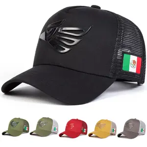 Men’s Trucker Hat with Mexican Flag Patch, Breathable Mesh Baseball Cap, Adjustable Snapback, 3D Raised Logo, Casual Streetwear Outdoor Cap for Men & Women
