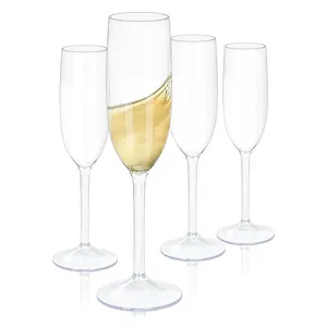 Unbreakable Tritan Plastic Champagne Flutes Glasses - Set of 4, Reusable 5.5 oz Mimosa Cocktail Glasses, BPA-Free, Dishwasher Safe for Pool Parties, Weddings, Birthdays, Outdoor Camping, Travel Drinkware mug Hidden Message Ceramic Coffee candy glam straw