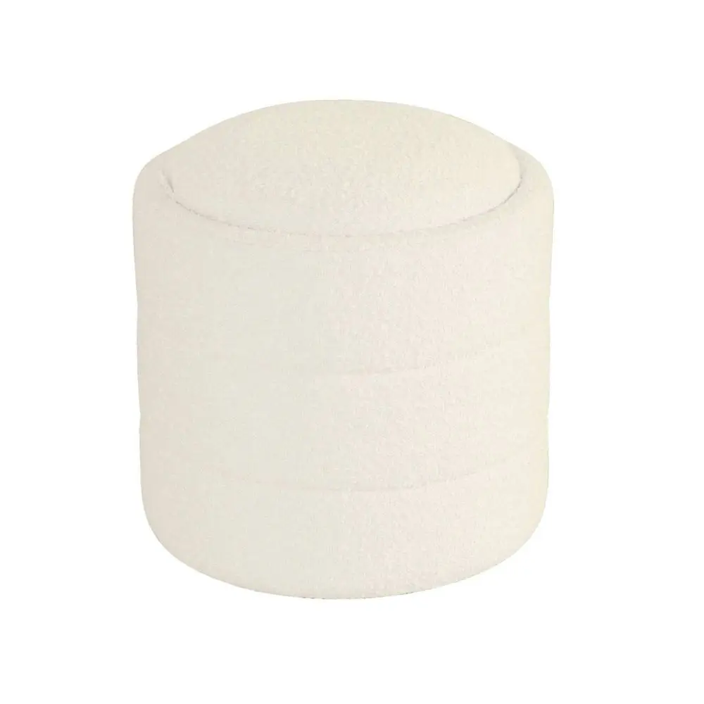 HomePop Boucle Ottoman Round Storage Bedroom Vanity Living Room Cream