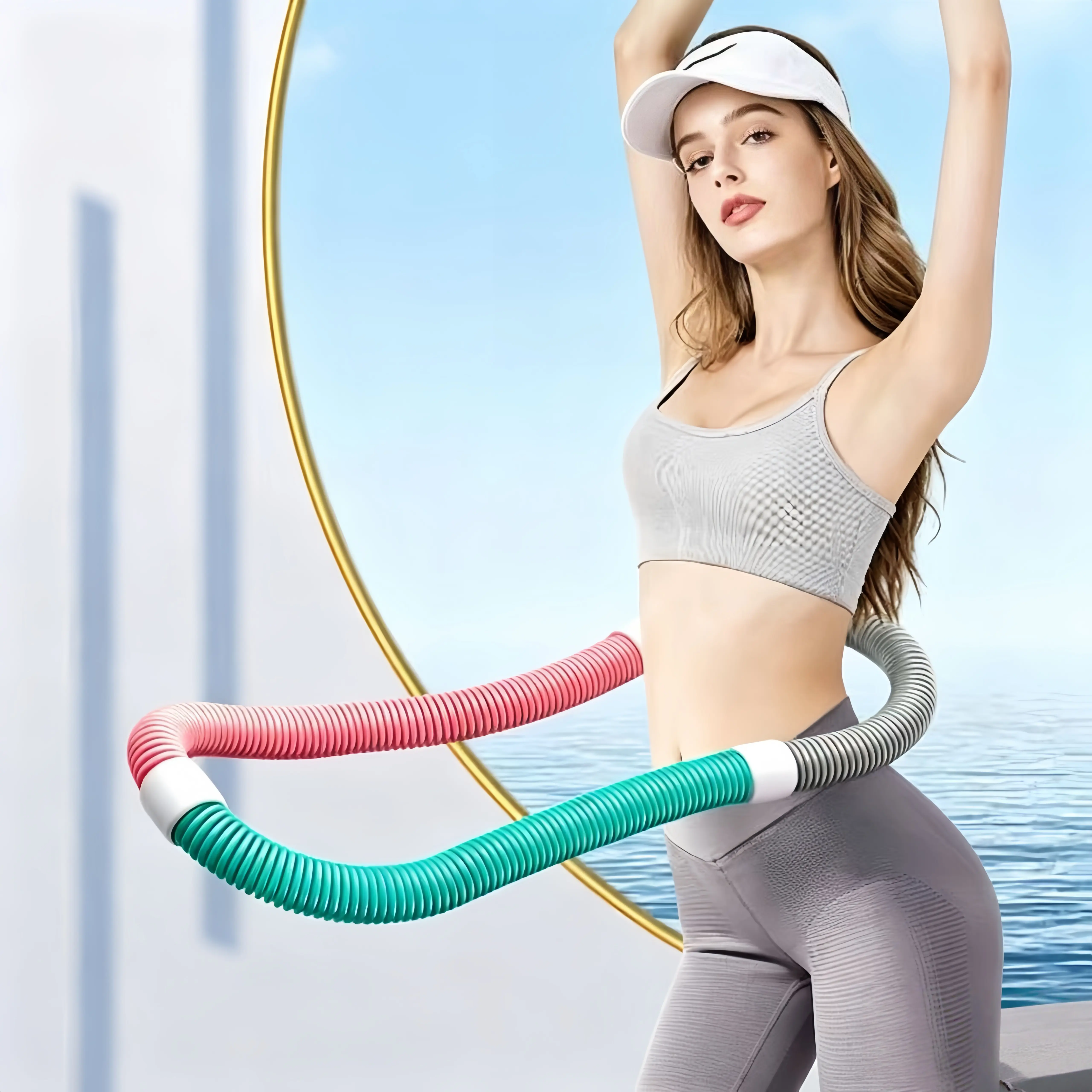Three-color foldable spring hula hoop becomes my go-to workout gear, great for beginners who want easy lazy at home
