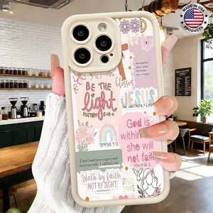 Cute Christian Bible Verse Floral Aesthetic Pattern Case for iPhone 17 16 15 14 Pro Max 13 12 11 XR XS Plus Air Slim Shockproof Anti Drop Protective Durable TPU Cover