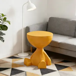 Small Coffee Table, Creative Cream Style Side Table, Flat Head Bear Floor Decoration Table, Cute Plastic Table, Bedroom Nightstand, Light Stable Stylish, Home Decoration Storage Essential