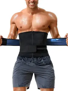 Men's Adjustable Dual-Layer Compression Waist Belt, Sauna Waist Wrap, Zipper Bodysuit Shaper, Summer Wearable Fitness Accessory, Sporty, Waist Training Belt