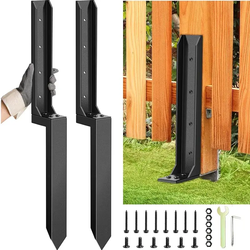 Saker Fence Post Repair Kit Reinforced Super Strong Fixation for Home Use with Additional Screws and Tools